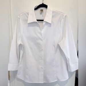 Anne Klein Women’s Blouse Size XL White Round Neck 3/4 Sleeve Elegant Casual